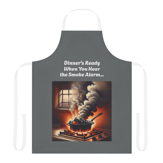Funny Cooking Apron - "Dinner's Ready When You Hear the Smoke Alarm" - 5-Color Straps